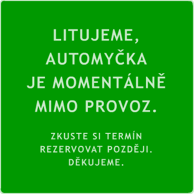 Varování - myčka je mimo provoz a nelze on-line rezervovat